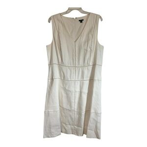 Ann Taylor Cream V-Neck Midi Dress